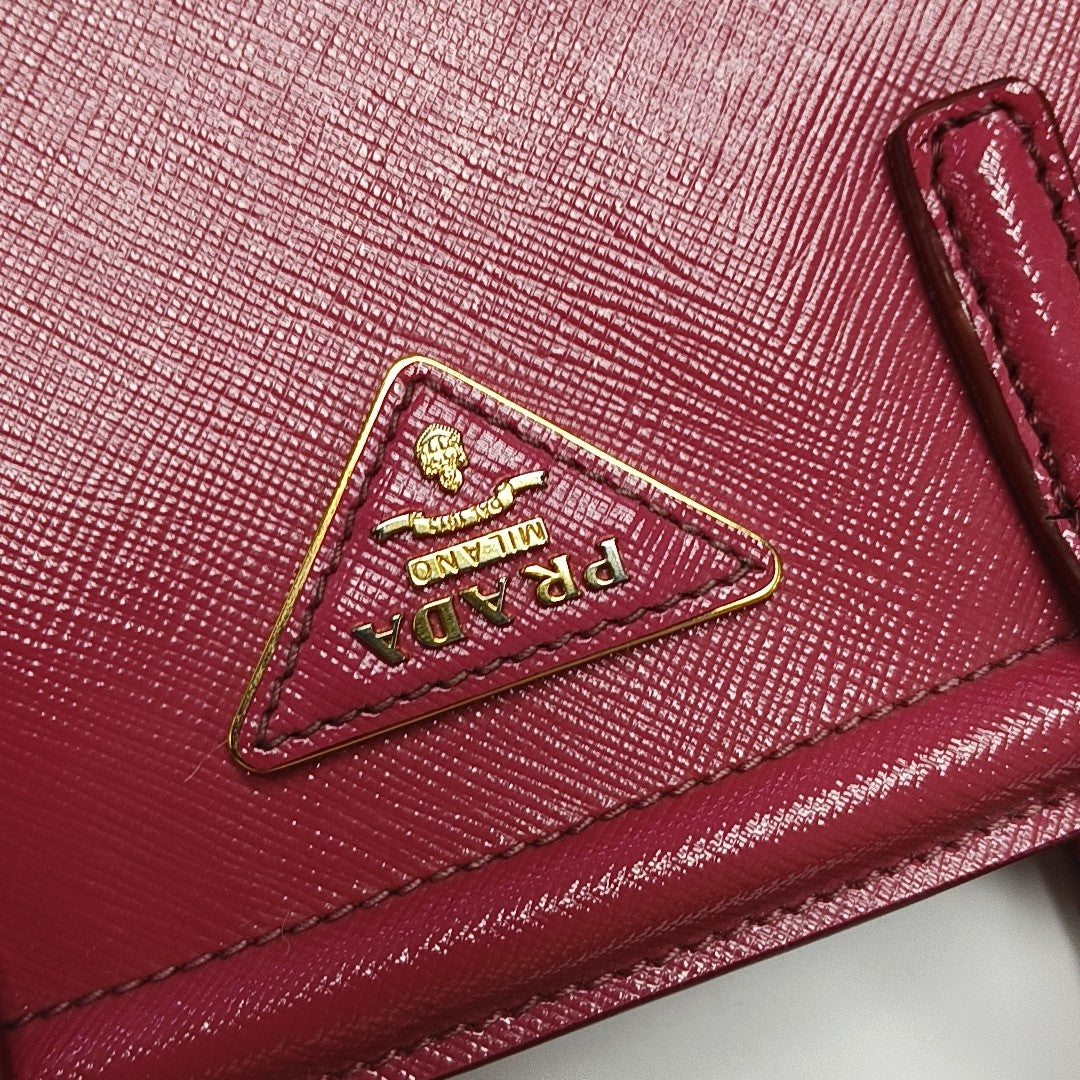 Saffiano Calfskin Top Handle Bag Red