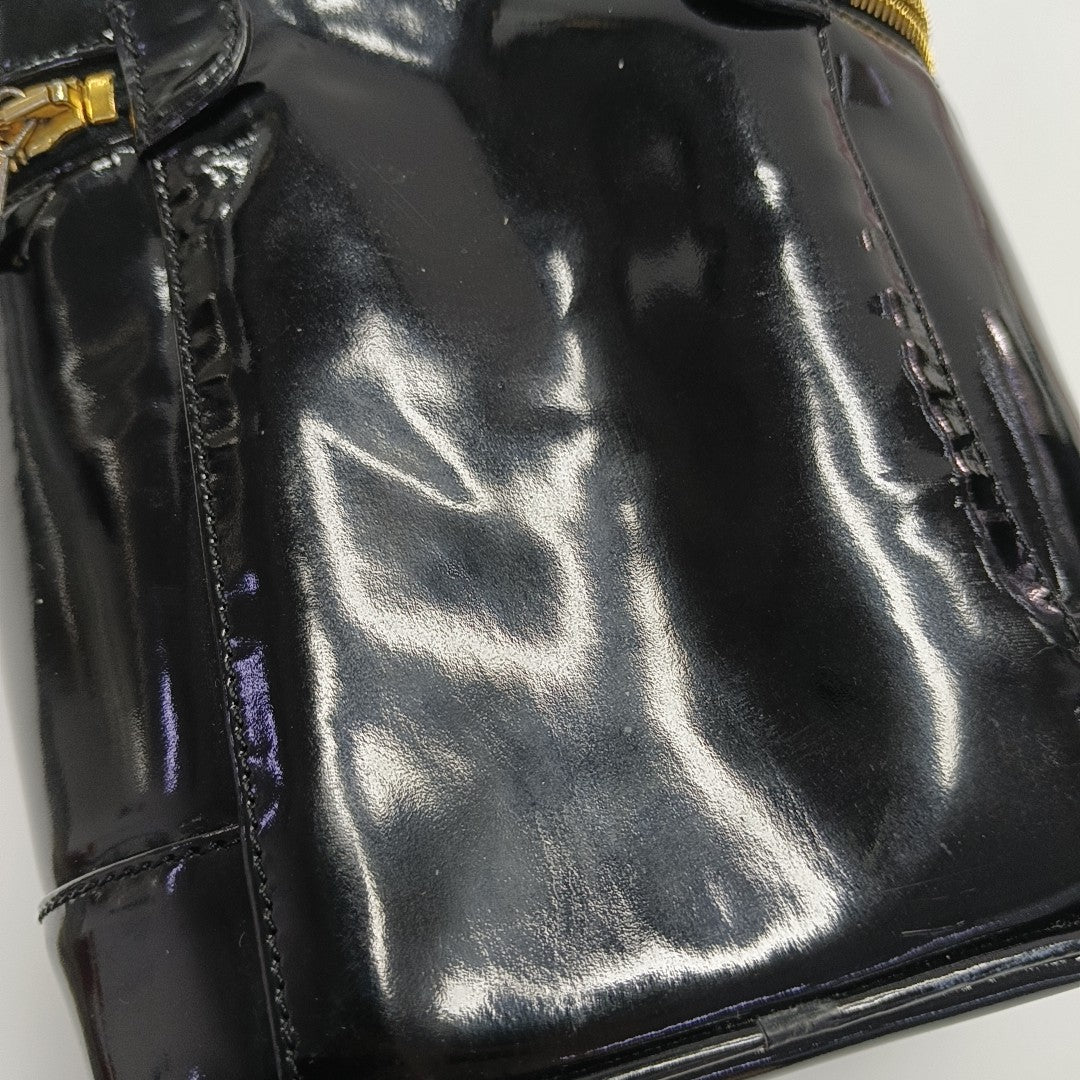 VINTAGE COSMETIC BAGS Patent Leather Black