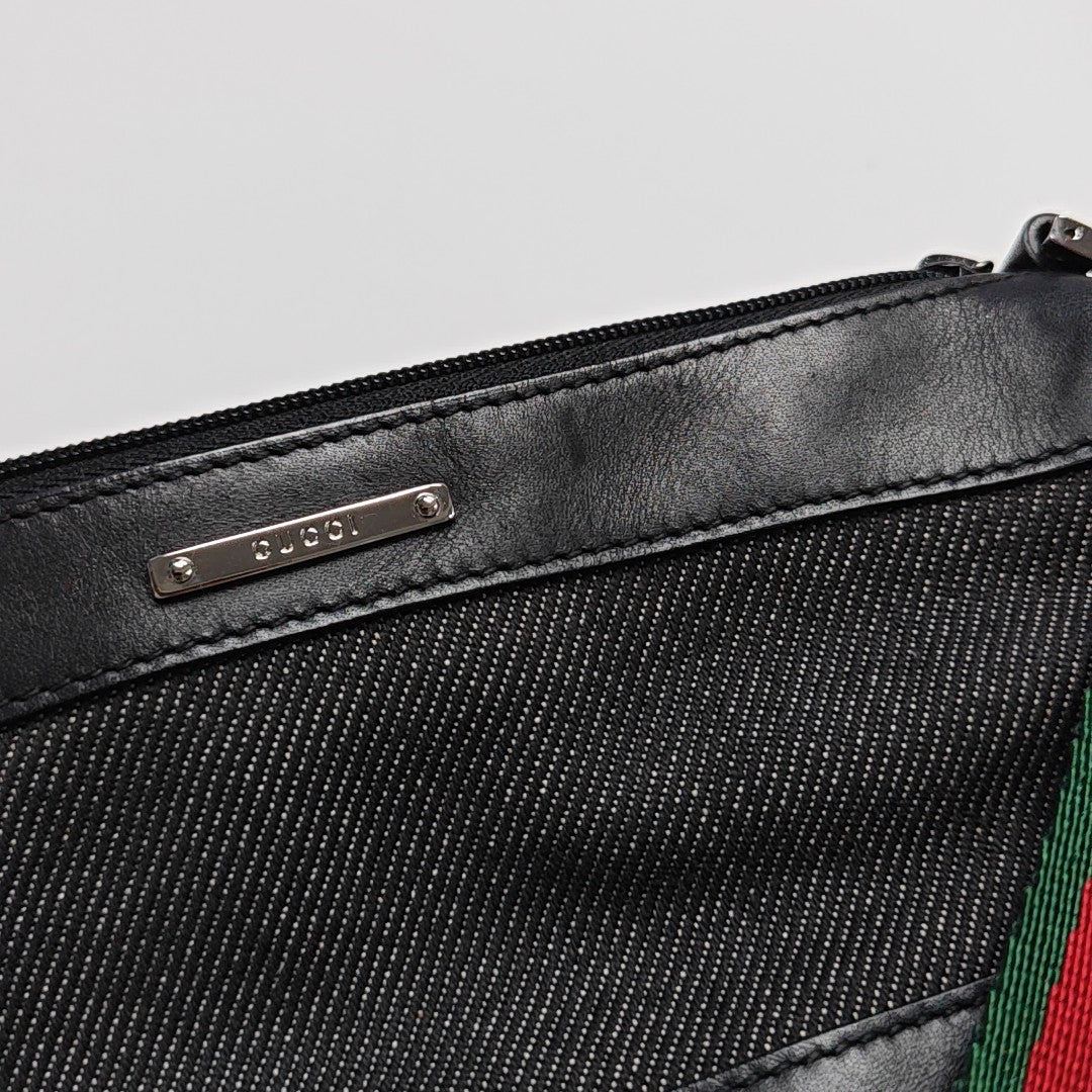 Denim Top Handle Bag Black