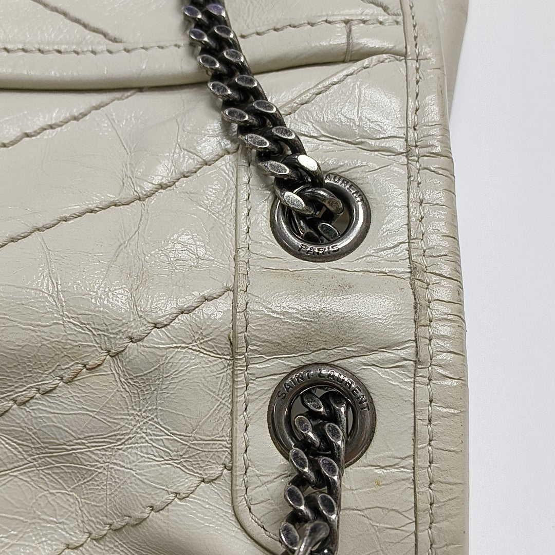 NIKI Small Chevron Calfskin White