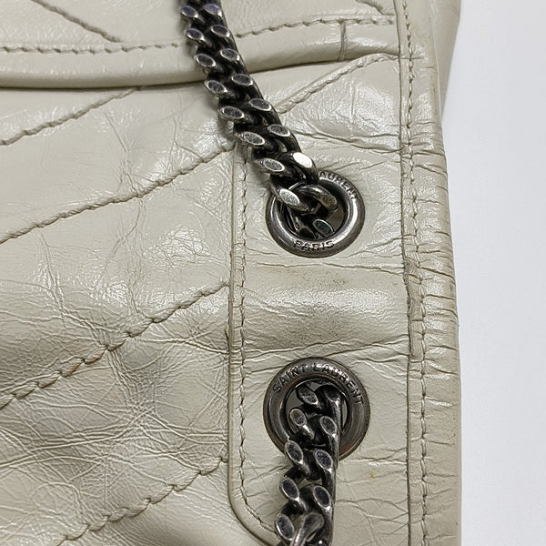 NIKI Small Chevron Calfskin White