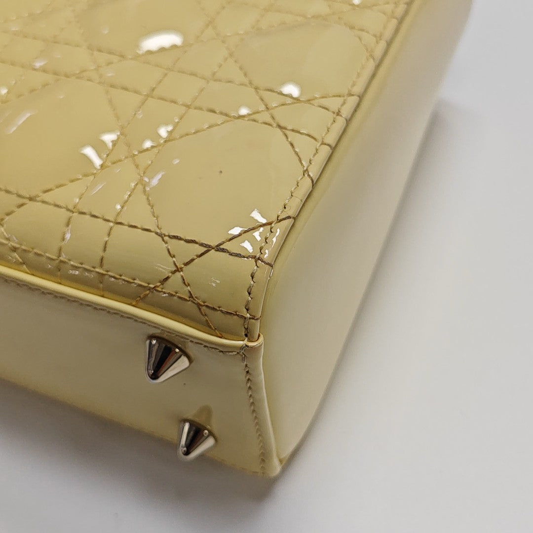Lady Dior Small Cannage Patent Leather Yellow