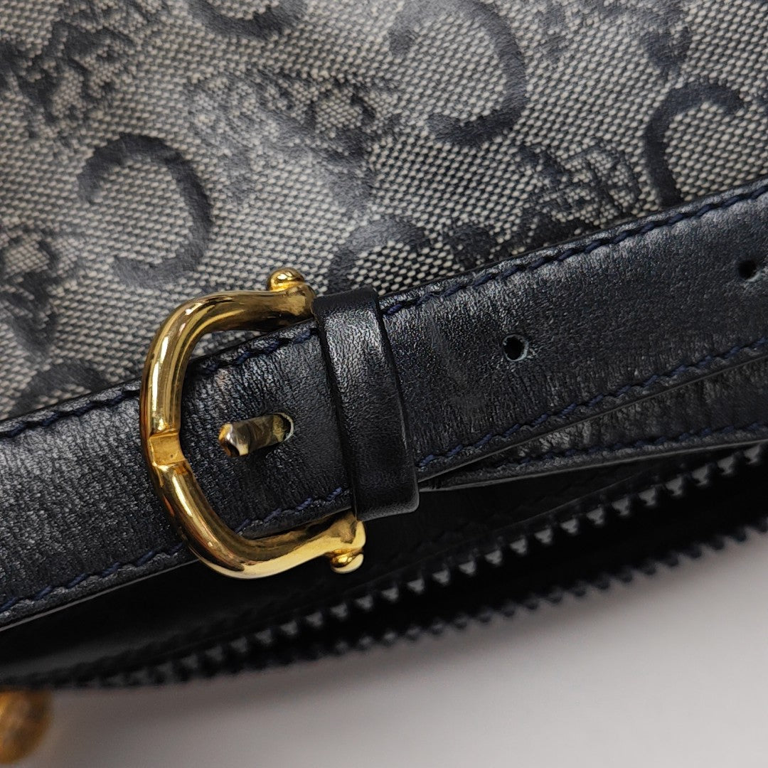 Coated Canvas Shoulder Bag Blue