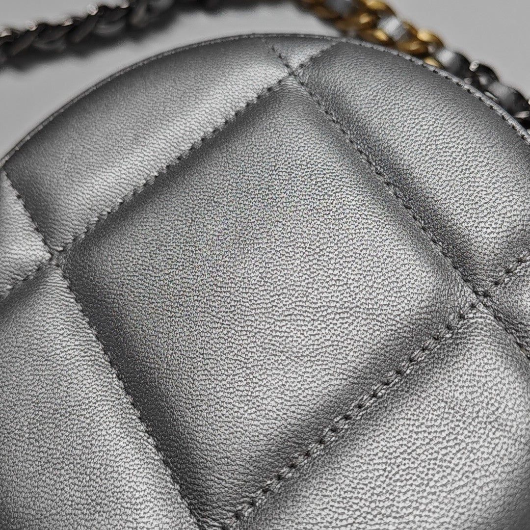 CHANEL 19 Small Quilted Lambskin Silver