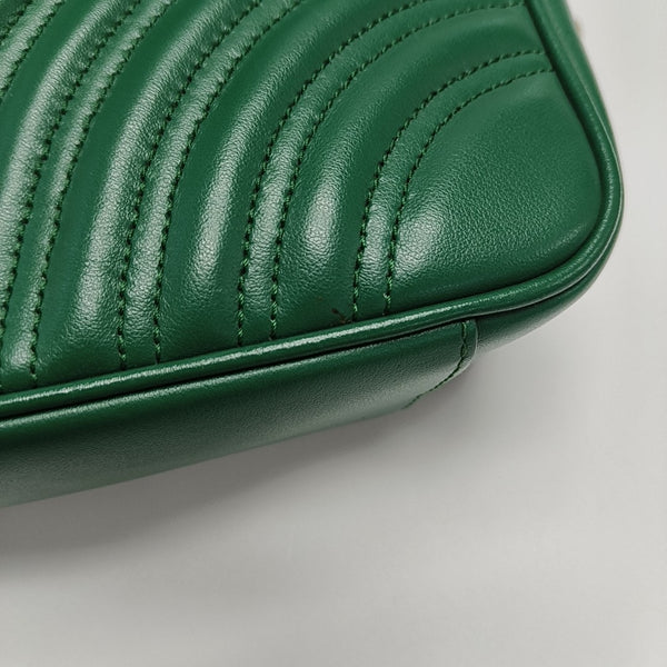 GG Marmont Medium Quilted Calfskin Green