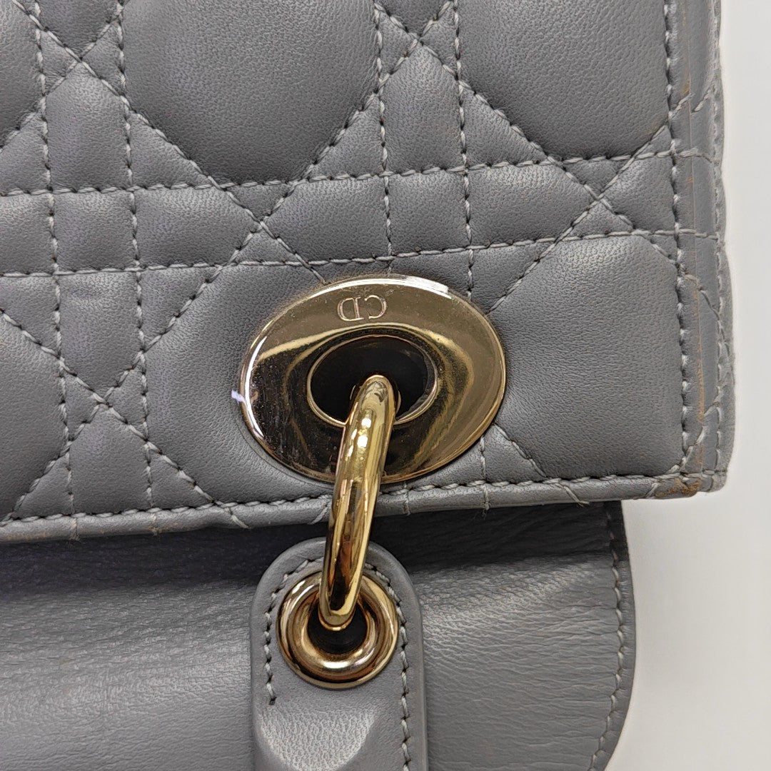 Lady Dior Small Cannage Lambskin Gray