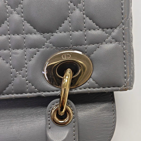 Lady Dior Small Cannage Lambskin Gray