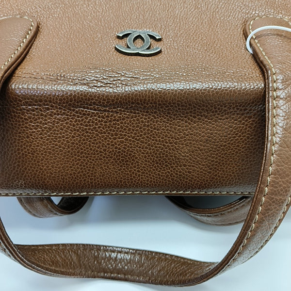 Grained Calfskin Shoulder Bag Brown