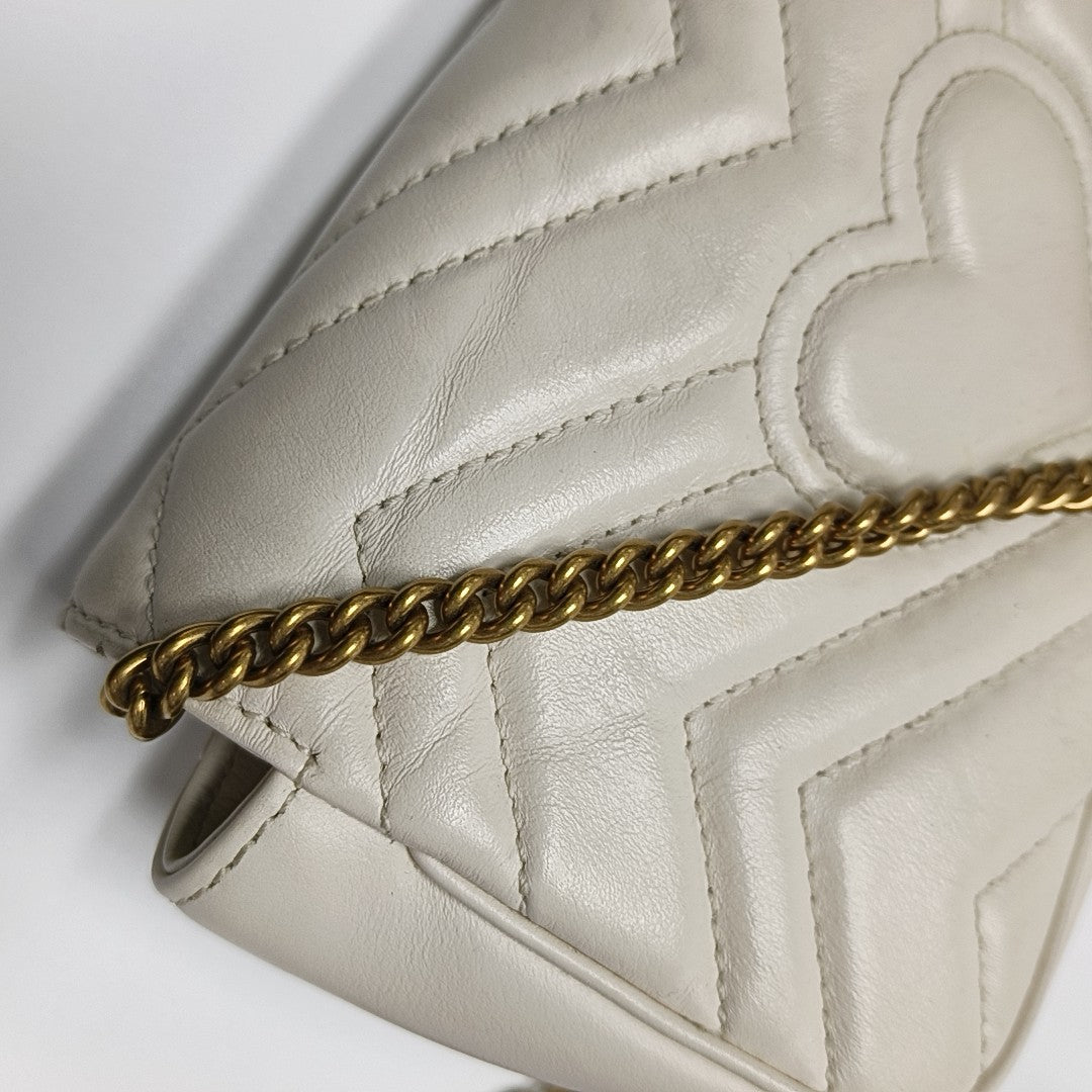 GG Marmont Mini Quilted Calfskin White