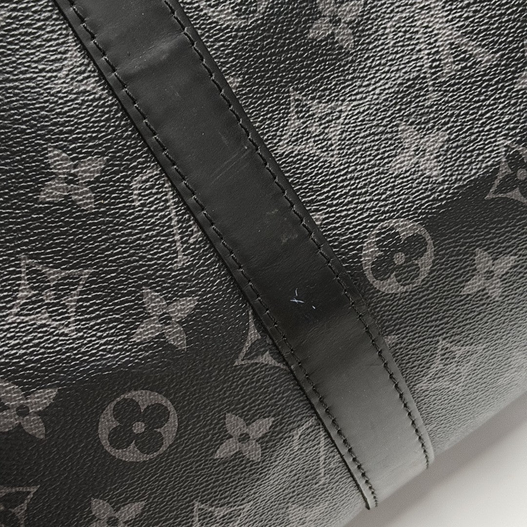 KEEPALL 55 Monogram Coated Canvas Black