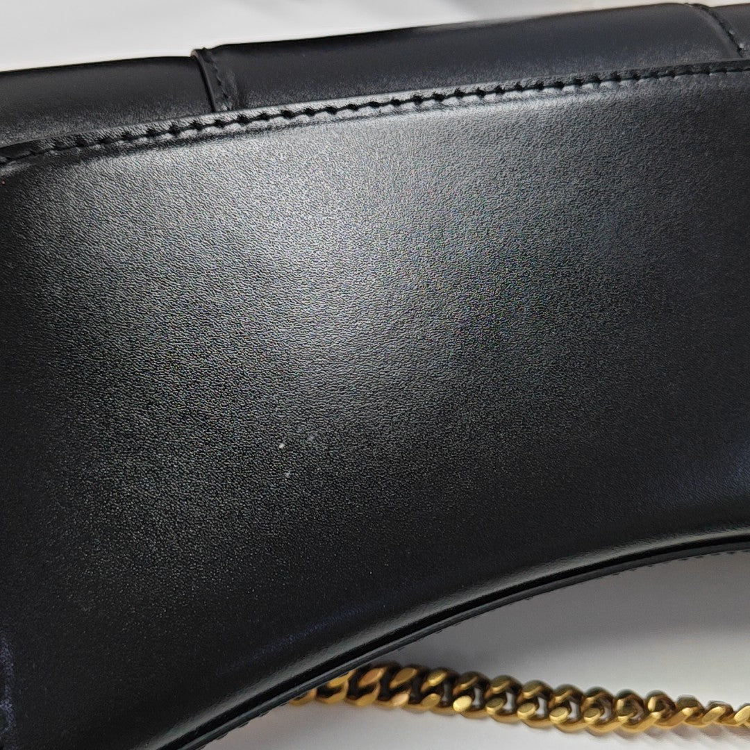 Hourglass Wallet On Chain Mini Calfskin Black