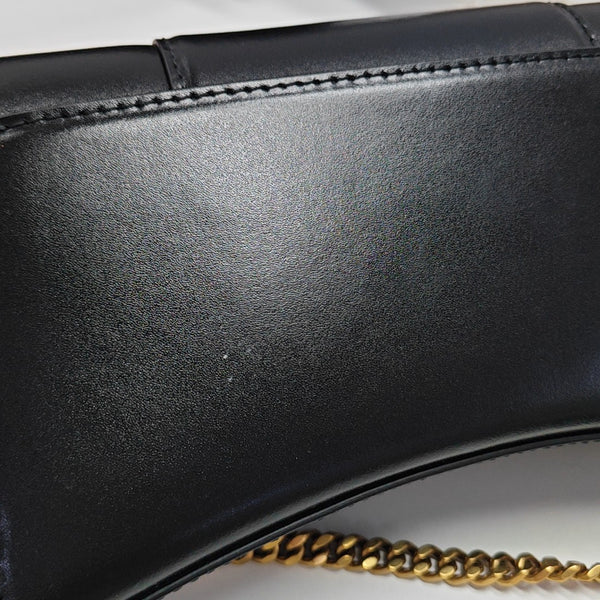 Hourglass Wallet On Chain Mini Calfskin Black