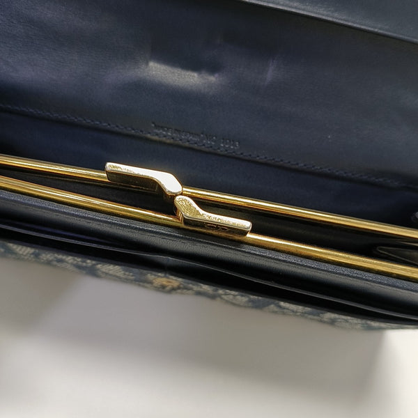 Oblique Coated Canvas Wallet Blue