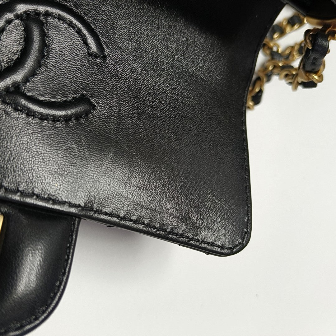 Quilted Lambskin Shoulder Bag Small Black