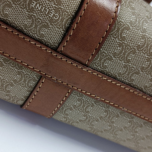 Coated Canvas Top Handle Bag Brown