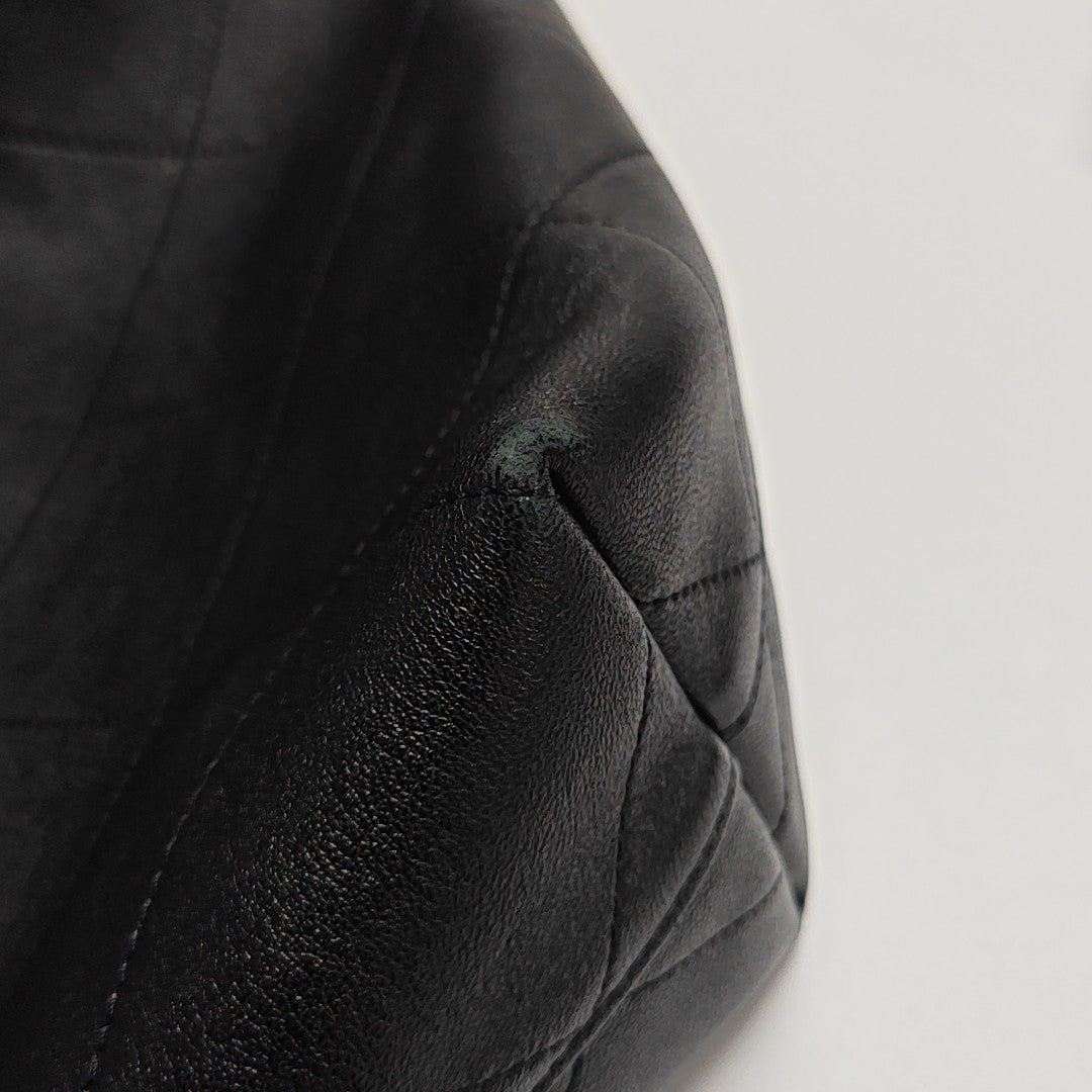 Quilted Lambskin Shoulder Bag Black