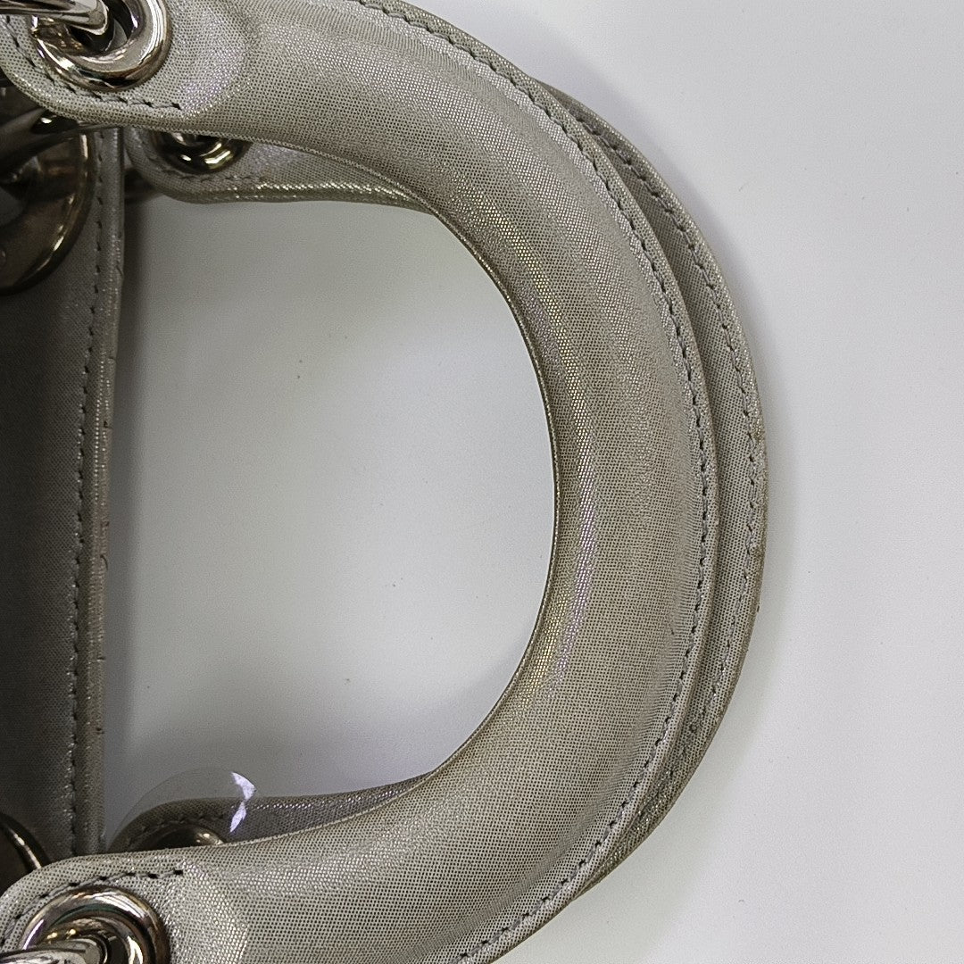 Lady Dior Mini Cannage Lambskin Silver