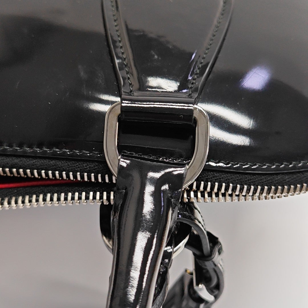 Patent Leather Top Handle Bag Black