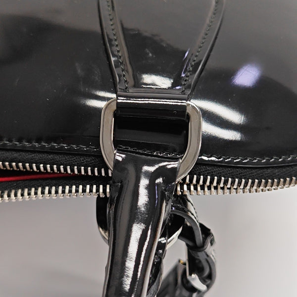 Patent Leather Top Handle Bag Black