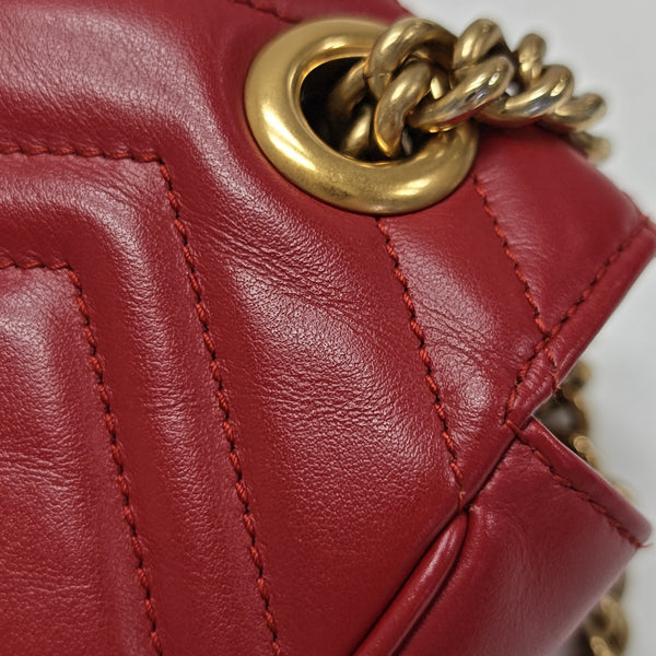 GG Marmont Small Quilted Calfskin Red
