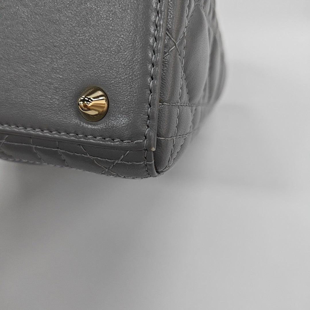 Lady Dior Small Cannage Lambskin Gray