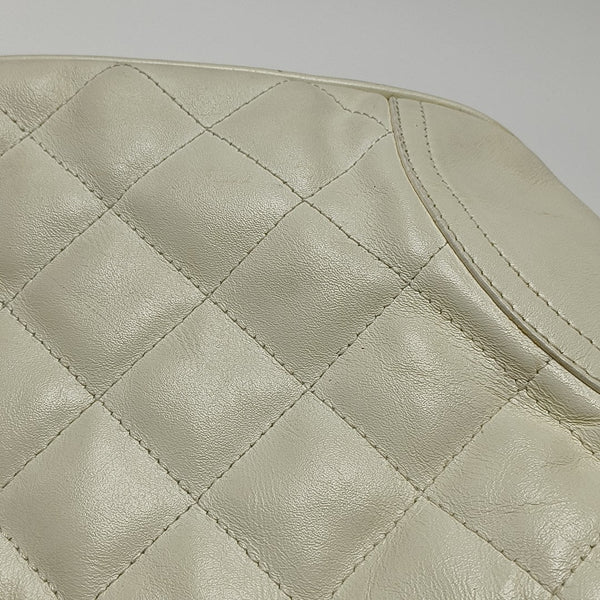 Quilted Calfskin Tote Bag White