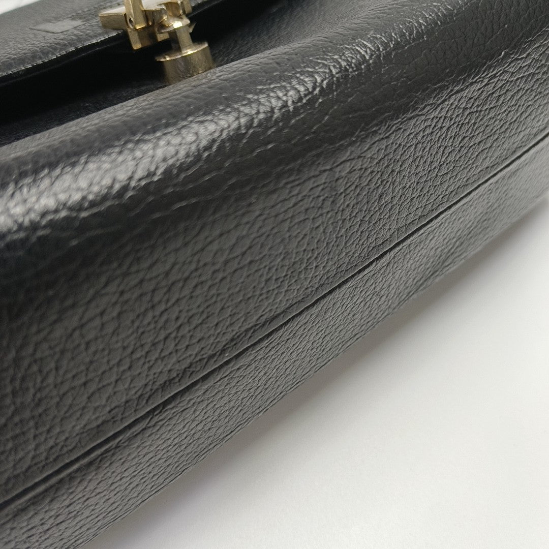 Calfskin Top Handle Bag Black