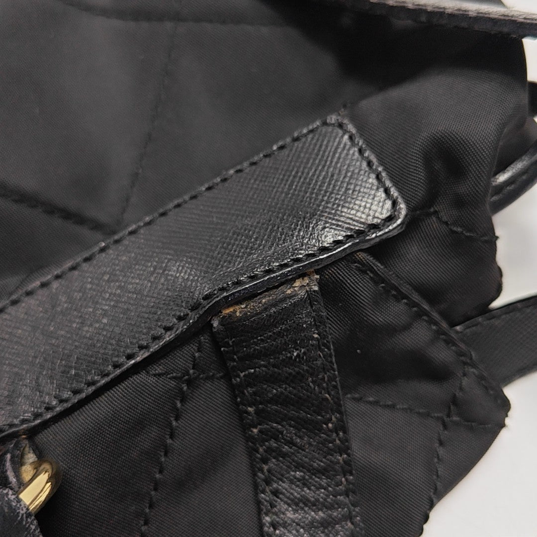 Quilted Nylon Backpack Black
