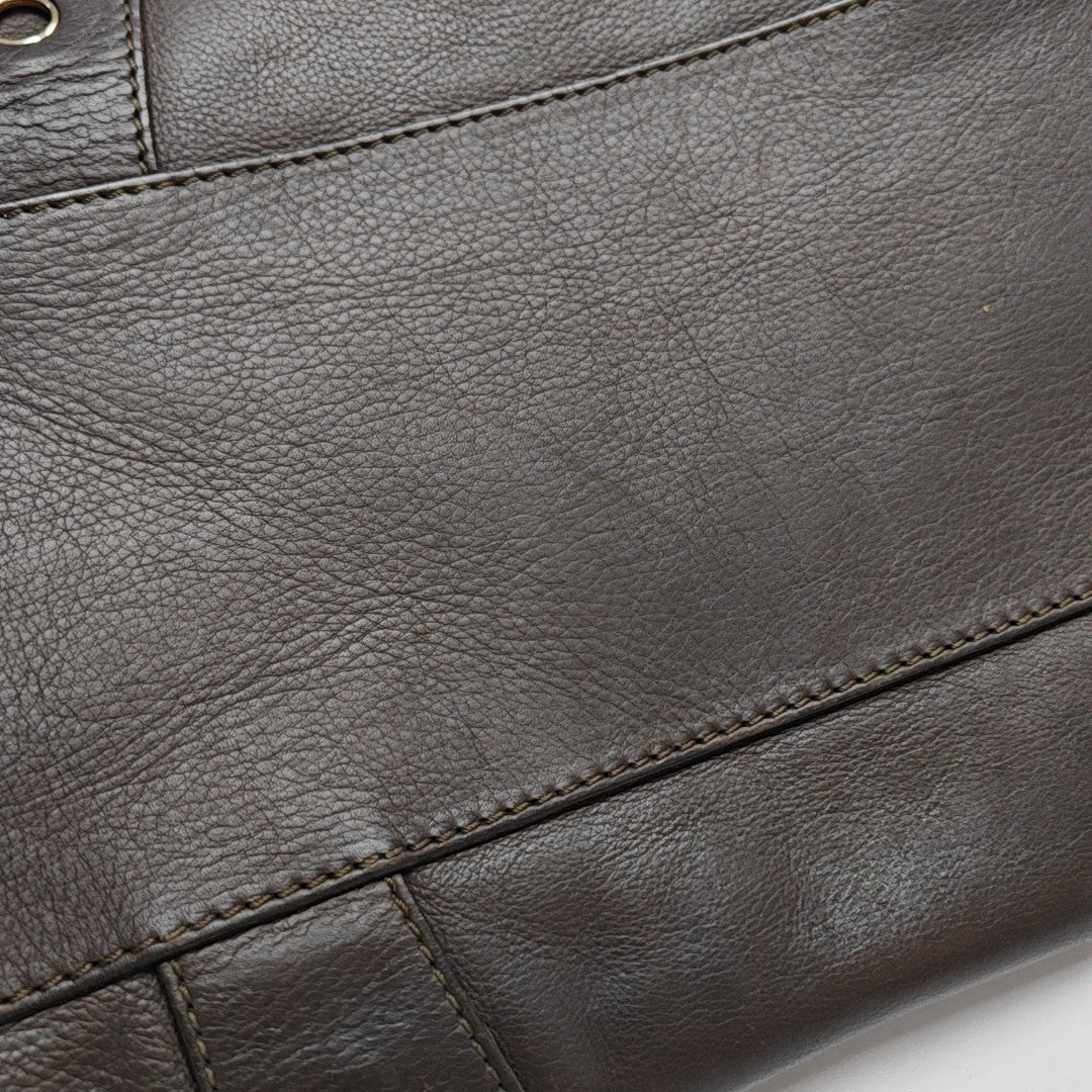 Calfskin Top Handle Bag Brown
