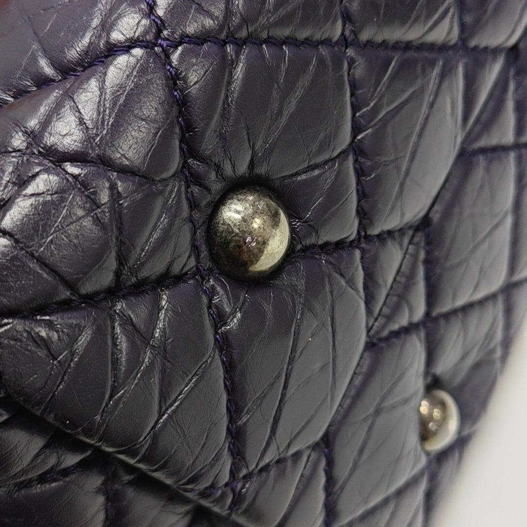 Quilted Calfskin Tote Bag Large Purple