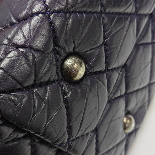 Quilted Calfskin Tote Bag Large Purple