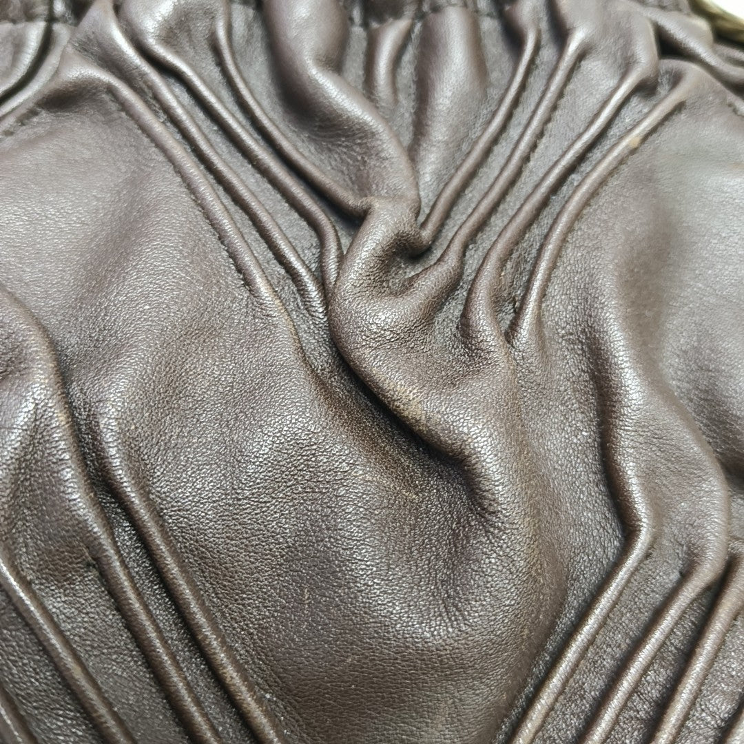 Leather Top Handle Bag Brown