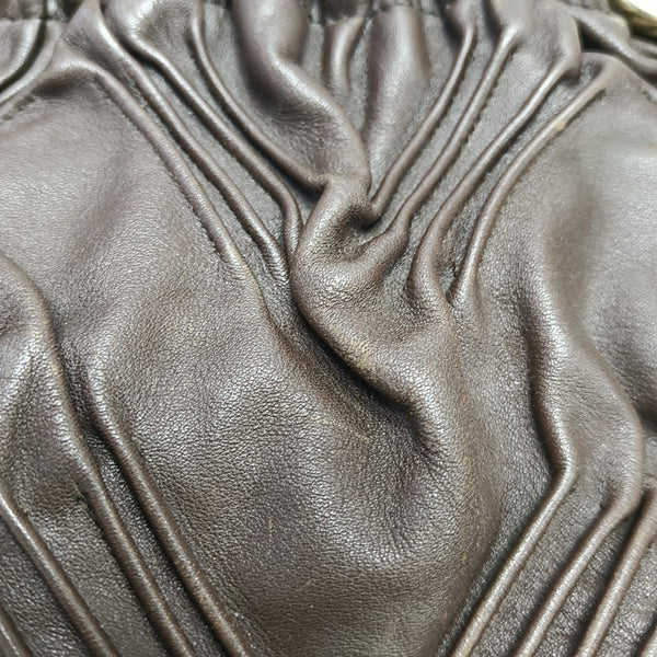 Leather Top Handle Bag Brown