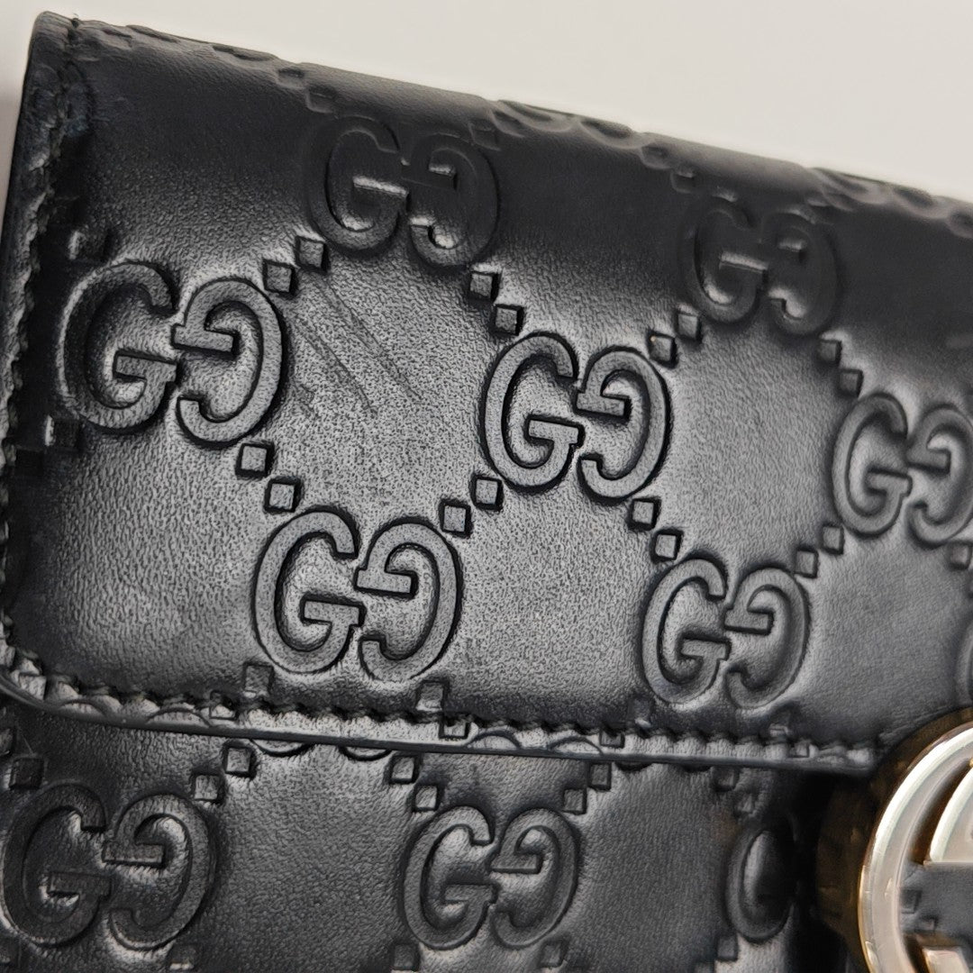 Interlocking G Small Monogram Calfskin Black Wallet