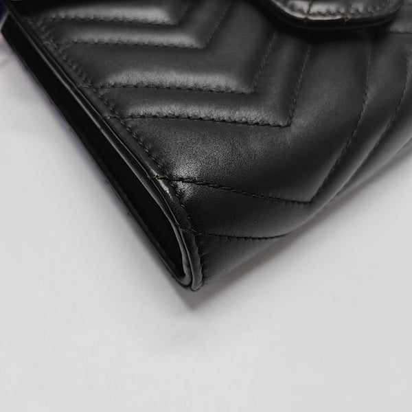 GG Marmont Mini Chevron Calfskin Black
