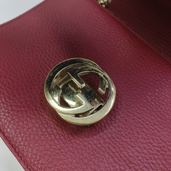 Interlocking G Small Calfskin Red