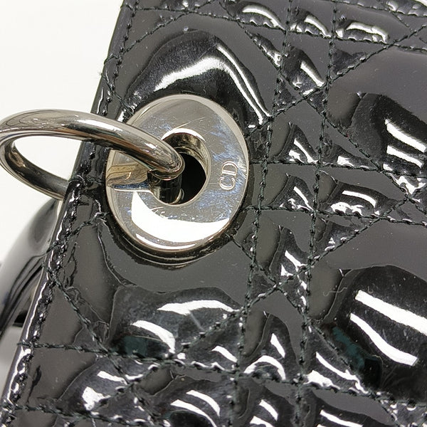 Lady Dior Large Cannage Patent Leather Black