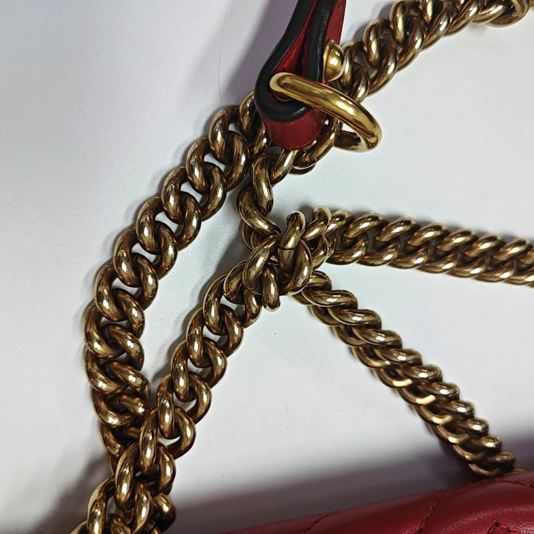 GG Marmont Medium Quilted Calfskin Red