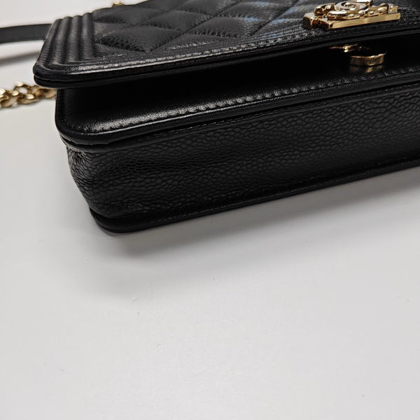 BOY CHANEL Mini Quilted Grained Calfskin Black