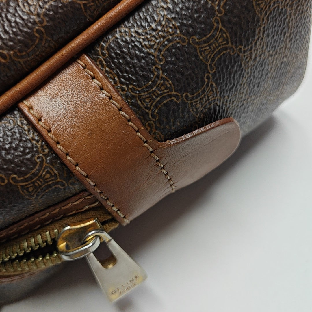 Coated Canvas Top Handle Bag Brown