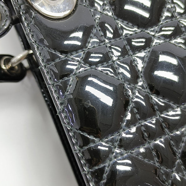 Lady Dior Medium Cannage Patent Leather Black