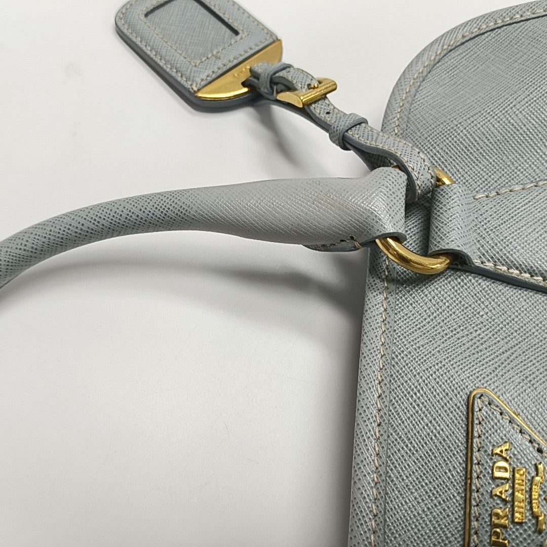 Saffiano Calfskin Top Handle Bag Blue