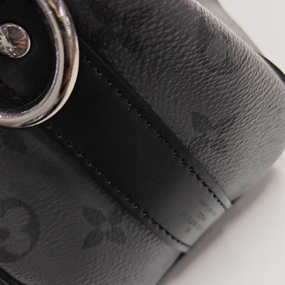 KEEPALL 25 Monogram Coated Canvas Black