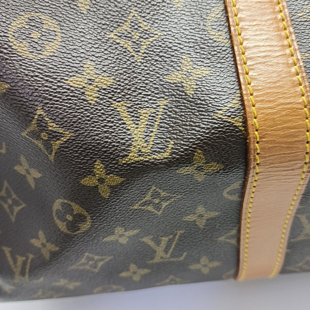 KEEPALL 50 Monogram Coated Canvas Brown