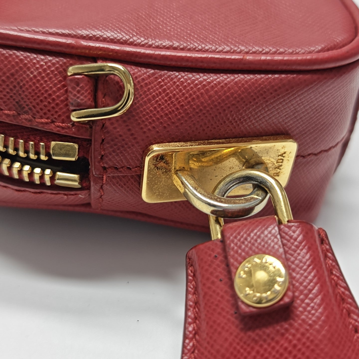 Saffiano Calfskin Shoulder Bag Red