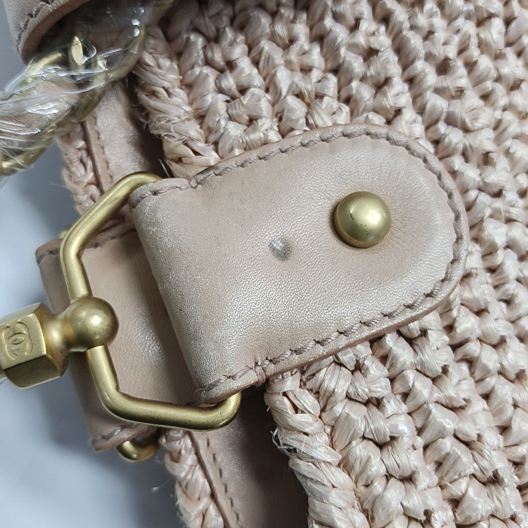 Straw Tote Bag Pink