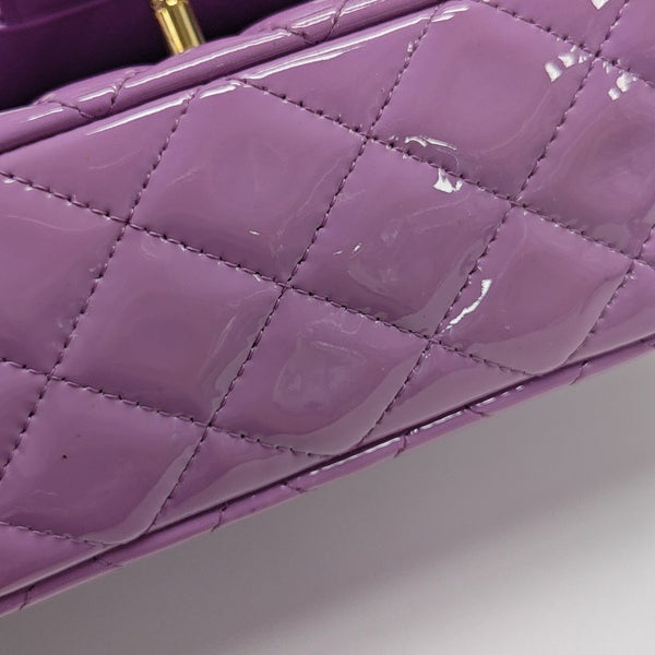 CLASSIC FLAP Mini Quilted Patent Leather Purple