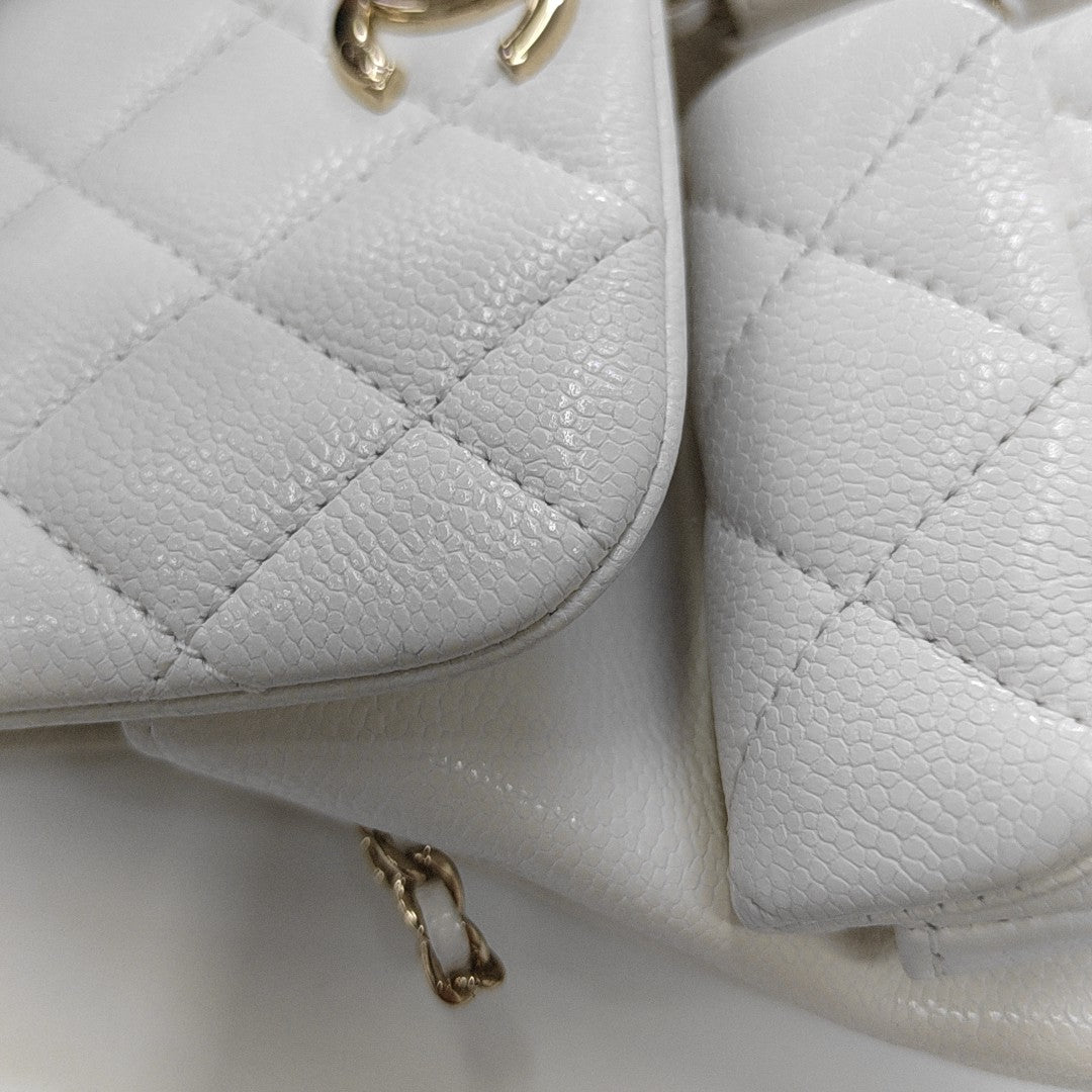 DUMA Small Quilted Grained Calfskin White