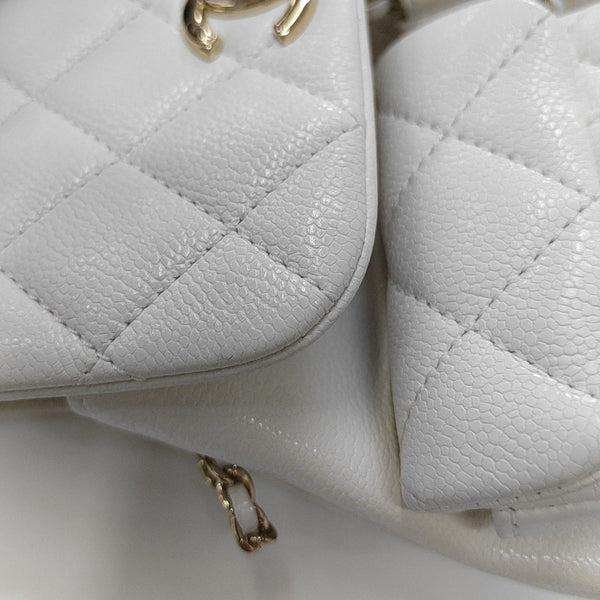 DUMA Small Quilted Grained Calfskin White