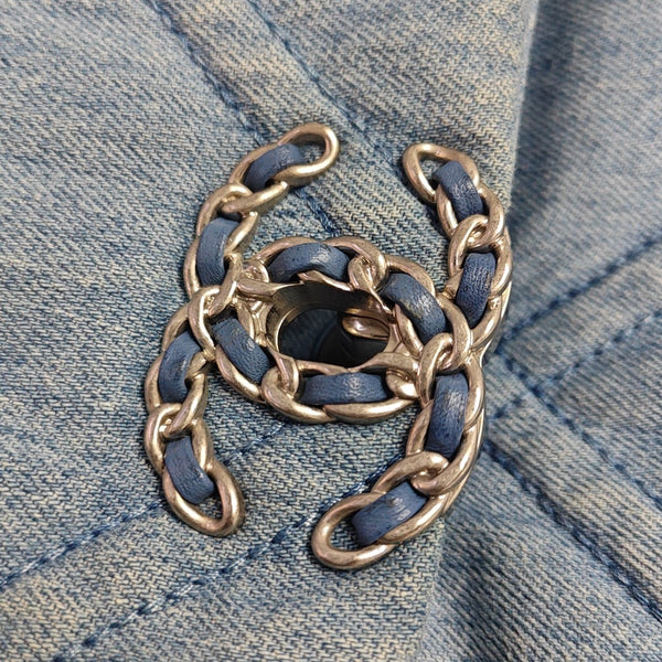 CHANEL 19 Small Quilted Canvas Blue